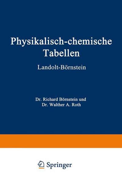 Cover for Hans Landolt · Physikalisch-Chemische Tabellen (Paperback Book) (1912)