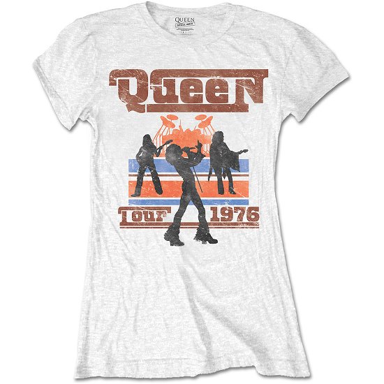 Cover for Queen · Queen Ladies T-Shirt: 1976 Tour Silhouettes (T-shirt) [size S] [White - Ladies edition]
