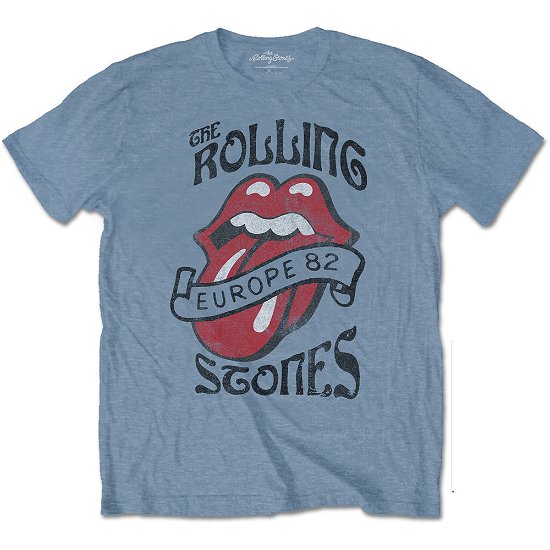 Cover for The Rolling Stones · The Rolling Stones Unisex T-Shirt: Europe '82 Tour (T-shirt) [size L] [Blue - Unisex edition]