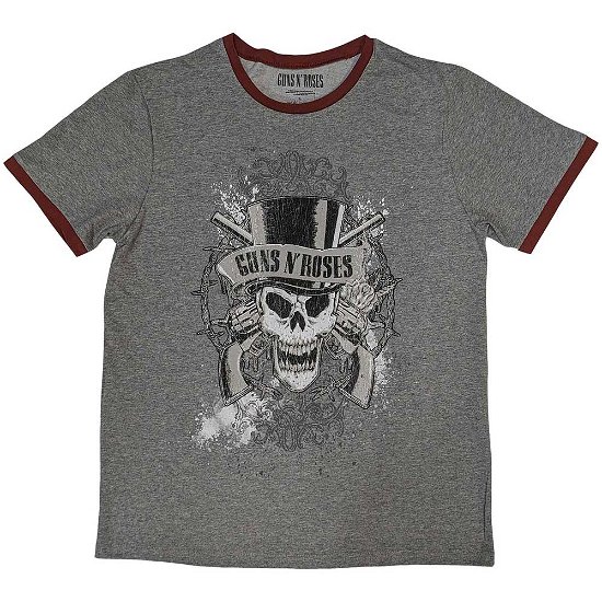 Guns N' Roses Unisex Ringer T-Shirt: Faded Skull - Guns N Roses - Merchandise -  - 5056737209921 - 
