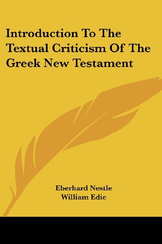Cover for Eberhard Nestle · Introduction to the Textual Criticism of the Greek New Testament (Paperback Book) (2006)