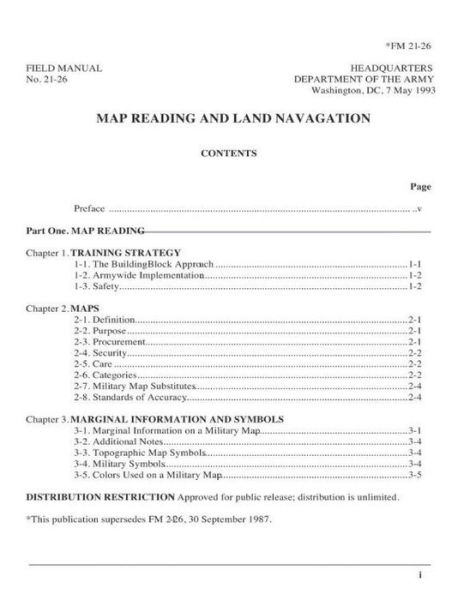 Cover for United States Department of the Army · FM 21-26 Map Reading and Land Navigation 1993, by United States. Department of t (Paperback Book) (2016)