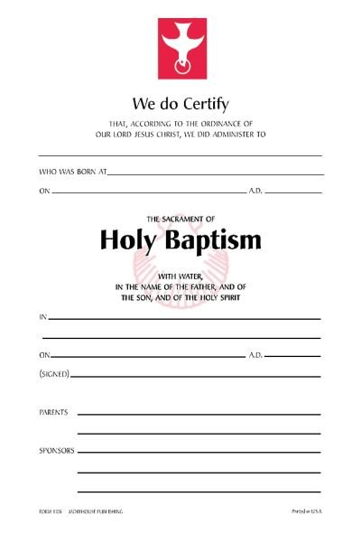 Cover for Church Publishing · Baptism Certificate #110R (Bok) (2000)