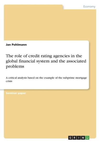 Cover for Pohlmann · The role of credit rating agen (Book)