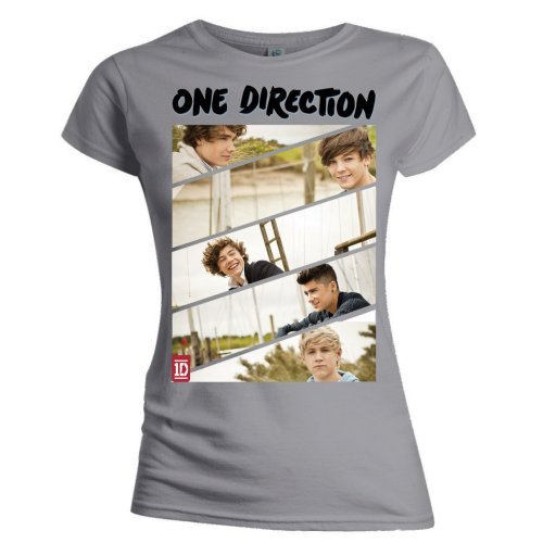 Cover for One Direction · One Direction Ladies T-Shirt: Band Sliced (Skinny Fit) (T-shirt) [size S] [Grey - Ladies edition] (2013)