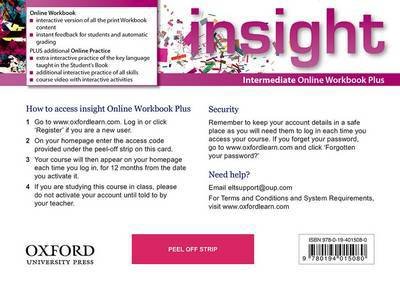 Insight: Pre-intermediate: Online Workbook Plus - Card with Access Code - Insight - Oxford Author - Boeken - Oxford University Press - 9780194014922 - 5 september 2013