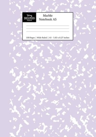 Cover for Young Dreamers Press · Marble Notebook A5: Lilac Purple Marble Wide Ruled Journal - Pastel Stationery Notebooks a5 (Paperback Book) (2020)