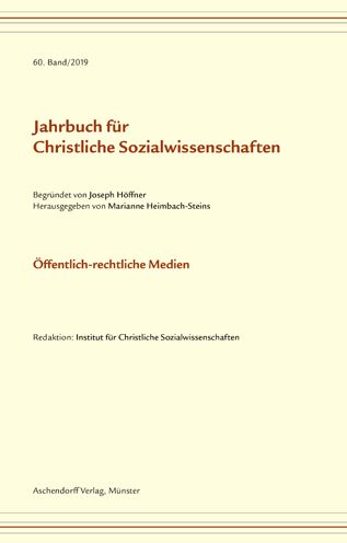 Cover for Aschendorff Verlag · Jahrbuch Fur Christliche Sozialwissenschaften, Band 60/2019 (Paperback Book) (2019)