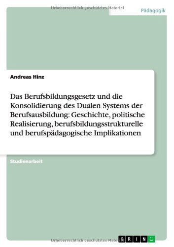 Cover for Hinz · Das Berufsbildungsgesetz und die K (Book) [German edition] (2013)