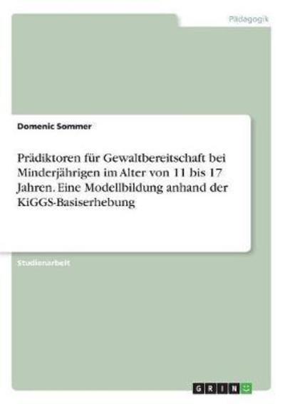 Cover for Sommer · Prädiktoren für Gewaltbereitscha (Book)