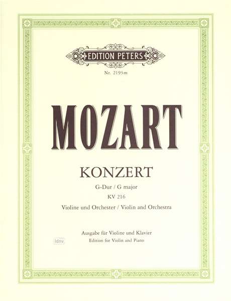 Cover for WA Mozart · Concerto No. 3 in G K216 (Sheet music) (2001)