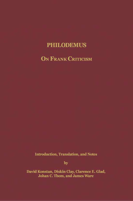 Cover for David Konstan · Philodemus: On Frank Criticism (Paperback Book) (1998)
