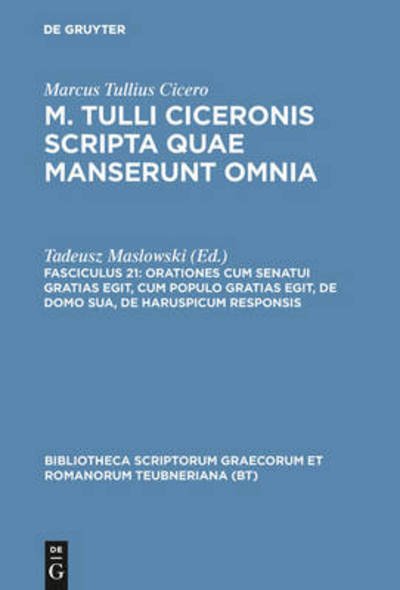 Cover for Marcus Tullius Cicero · Orationes cum senatui gratias egit, cum (Bog) (1981)