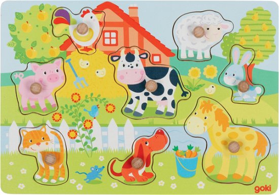Farm Animals, Lift-out Puzzle - (57392) - Goki - Merchandise - Goki - 4013594573924 - 