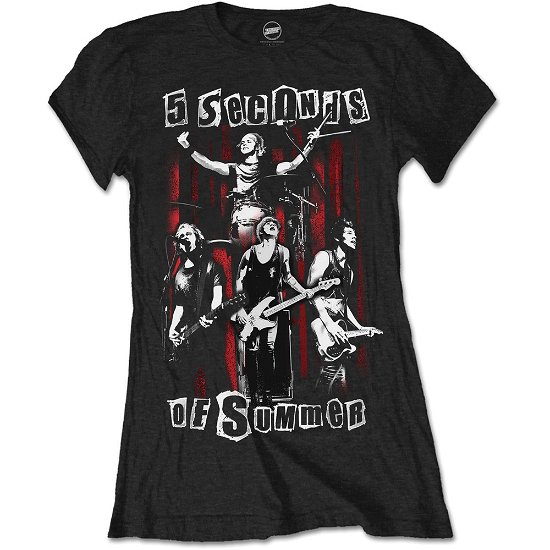 5 Seconds of Summer Ladies T-Shirt: Spray Live (Skinny Fit) - 5 Seconds of Summer - Produtos - Unlicensed - 5055979913924 - 