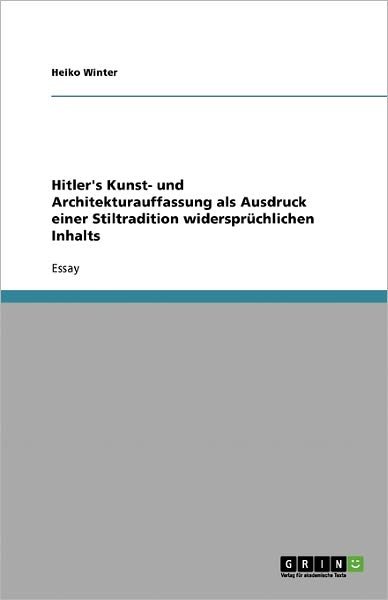 Cover for Winter · Hitler's Kunst- und Architektura (Bog) [German edition] (2007)
