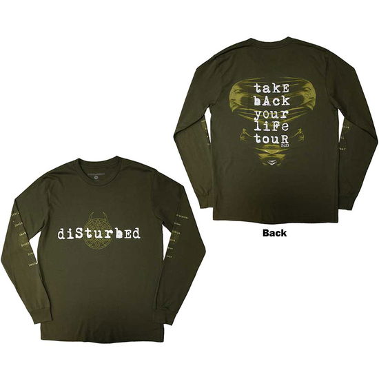 Disturbed Unisex Long Sleeve T-Shirt: European Tour '23 Take Back (Back Print & Ex-Tour) - Disturbed - Produtos -  - 5056737243925 - 