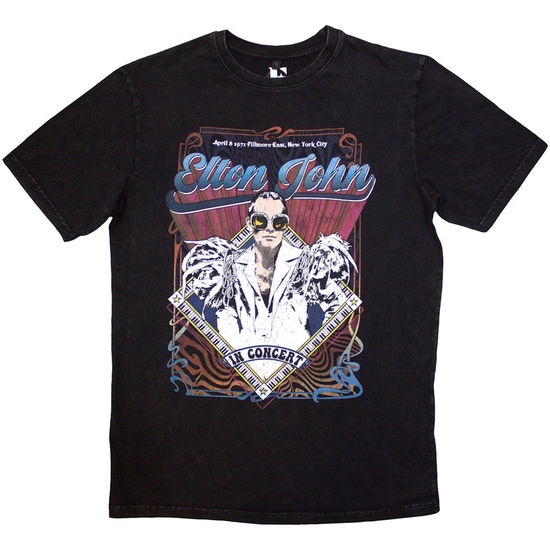 Cover for Elton John · Elton John Unisex Stone Wash T-Shirt: Psych Vintage (T-shirt) [size S]