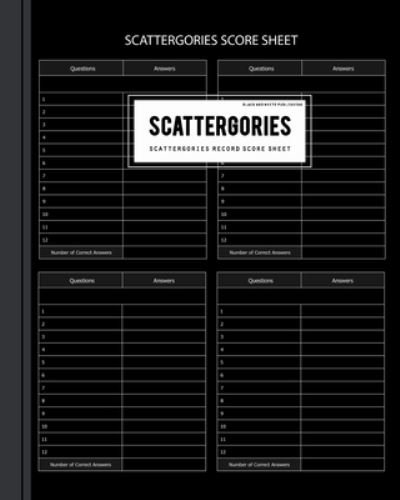 Black and White Publishing Scattergories Score Card - Black and White Publishing - Books - Independently Published - 9781654491925 - January 2, 2020
