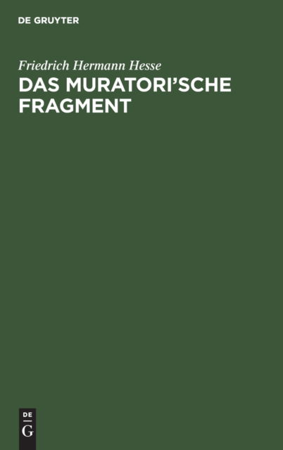 Cover for Friedrich Hermann Hesse · Muratori'sche Fragment (Bok) (1901)