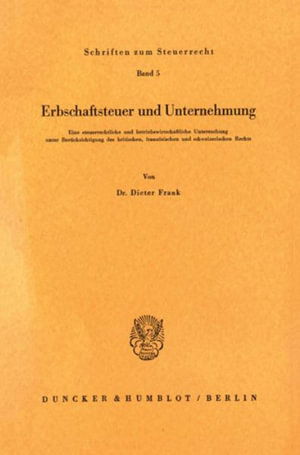 Cover for Frank · Erbschaftsteuer und Unternehmung. (Buch) (1969)