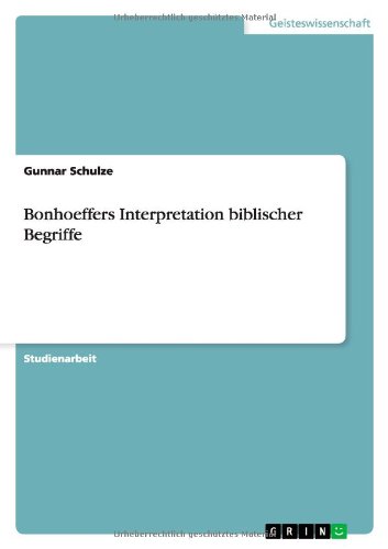 Cover for Schulze · Bonhoeffers Interpretation bibl (Book) [German edition] (2013)