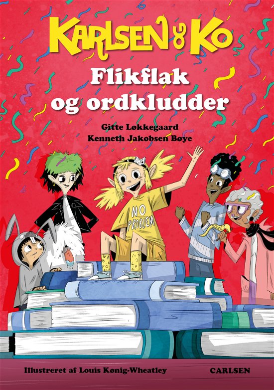 Cover for Gitte Løkkegaard; Kenneth Jakobsen Bøye · Karlsen og Ko: Karlsen og Ko (3) - Flikflak og ordkludder (Bound Book) [1. wydanie] (2024)