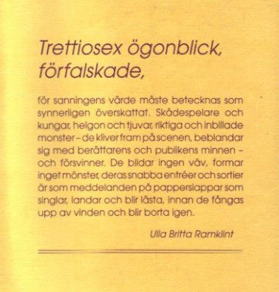 Cover for Ulla Britta Ramklint · Trettiosex ögonblick (Book) (1993)