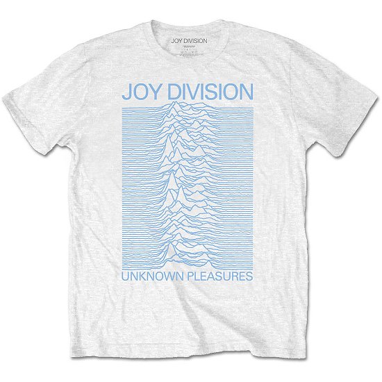 Joy Division Unisex T-Shirt: Unknown Pleasures Blue on White - Joy Division - Koopwaar -  - 5056368640926 - 