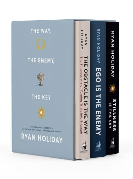 Cover for Ryan Holiday · The Way, the Enemy, and the Key: A Boxed Set of The Obstacle is the Way, Ego is the Enemy &amp; Stillness is the Key (Bog) (2020)