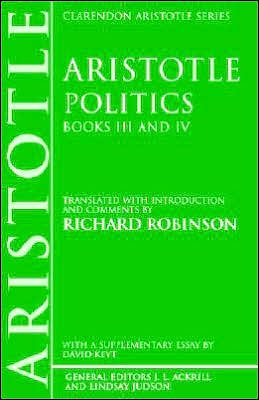 Cover for Aristotle · Politics: Books III and IV - Clarendon Aristotle Series (Pocketbok) [2 Rev edition] (1995)