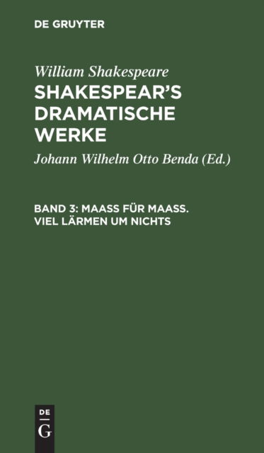 Cover for Johann Wilhelm Otto Benda · Maa Fr Maa. Viel lrmen Um Nichts (N/A) (1901)