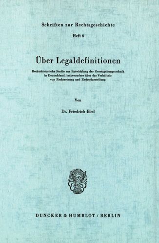 Cover for Ebel · Über Legaldefinitionen. (Book) (1974)