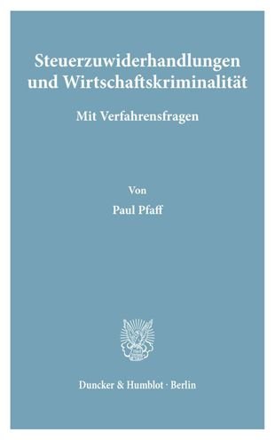 Cover for Pfaff · Steuerzuwiderhandlungen und Wirts (Book) (1979)
