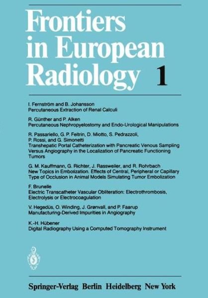 Cover for I Fernstr M · Frontiers in European Radiology - Frontiers in European Radiology (Paperback Book) [Softcover reprint of the original 1st ed. 1982 edition] (2012)