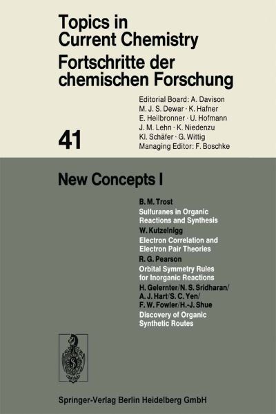 Cover for A Davison · New Concepts I - Topics in Current Chemistry (Paperback Book) [Softcover reprint of the original 1st ed. 1973 edition] (2013)