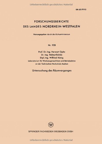 Cover for Herwart Opitz · Untersuchung Des Raumvorganges (Paperback Bog) [1961 edition] (1961)