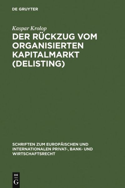 Cover for K. Krolop · Rückzug v.organ.Kapitalmarkt (Book) [German edition] (2005)