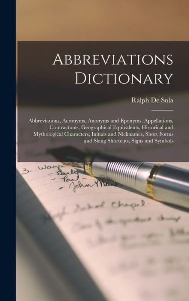 Cover for Ralph 1908- de Sola · Abbreviations Dictionary (Hardcover Book) (2021)