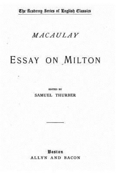 Cover for Macaulay · Essay on Milton (Paperback Book) (2016)