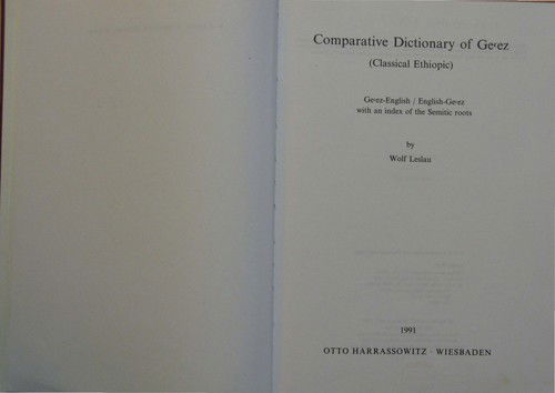 Cover for Wolf Leslau · Comparative Dictionary of Ge'Ez (Hardcover Book) (1987)