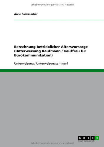 Cover for Rademacher · Berechnung betrieblicher Alt (Book) [German edition] (2010)