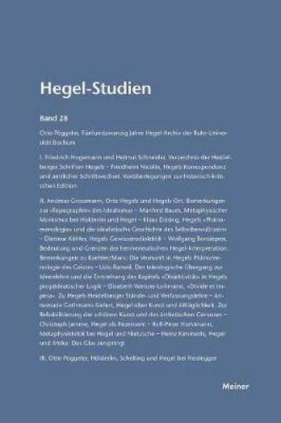 Cover for Otto Poeggeler · Hegel-Studien / Hegel-Studien (Paperback Book) (1993)