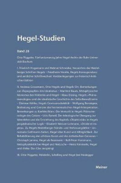 Cover for Otto Poeggeler · Hegel-Studien / Hegel-Studien (Paperback Book) (1993)