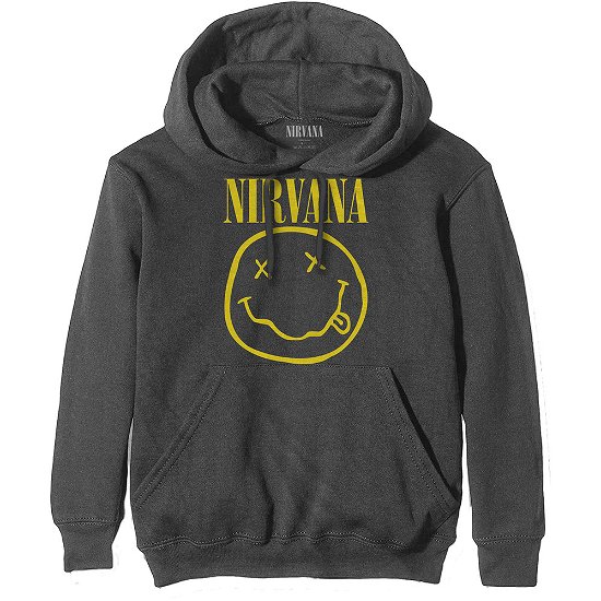 Cover for Nirvana · Nirvana Unisex Pullover Hoodie: Yellow Happy Face (Hoodie) [size M] [Grey - Unisex edition]