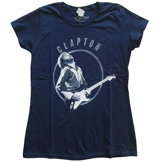 Cover for Eric Clapton · Eric Clapton Ladies T-Shirt: Vintage Photo (Navy Blue) (T-shirt) [size XS] [Blue - Ladies edition] (2021)