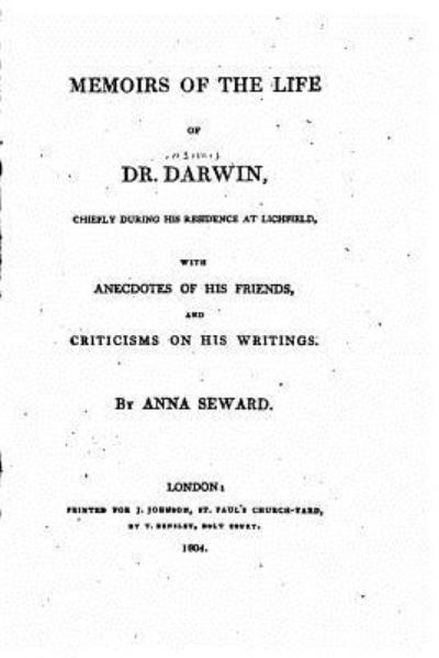 Cover for Anna Seward · Memoirs of the Life of Dr. Darwin (Paperback Book) (2016)