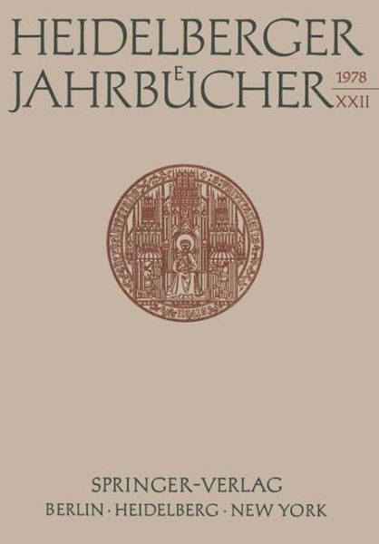 Heidelberger Jahrbucher - Universitats-Gesellschaft Heidelberg - Kirjat - Springer-Verlag Berlin and Heidelberg Gm - 9783540088929 - keskiviikko 1. marraskuuta 1978