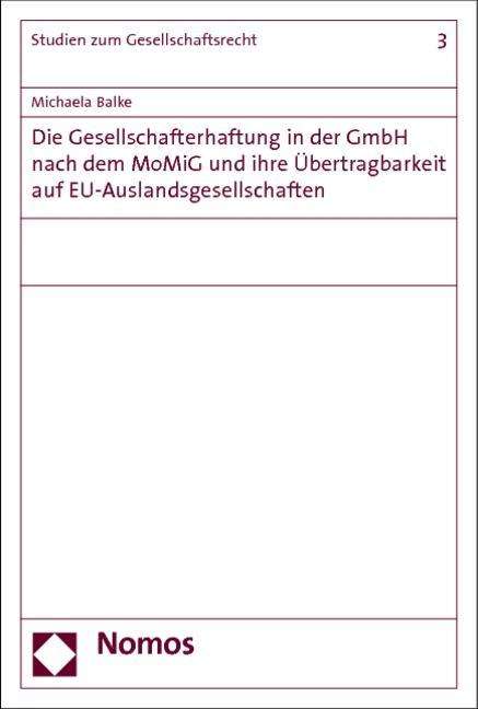 Cover for Balke · Die Gesellschafterhaftung in der (Book)