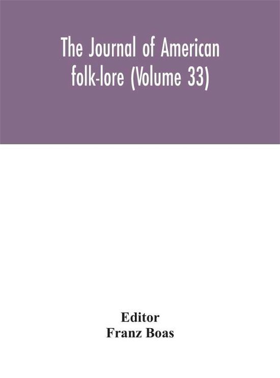 Cover for Franz Boas · The journal of American folk-lore (Gebundenes Buch) (2020)